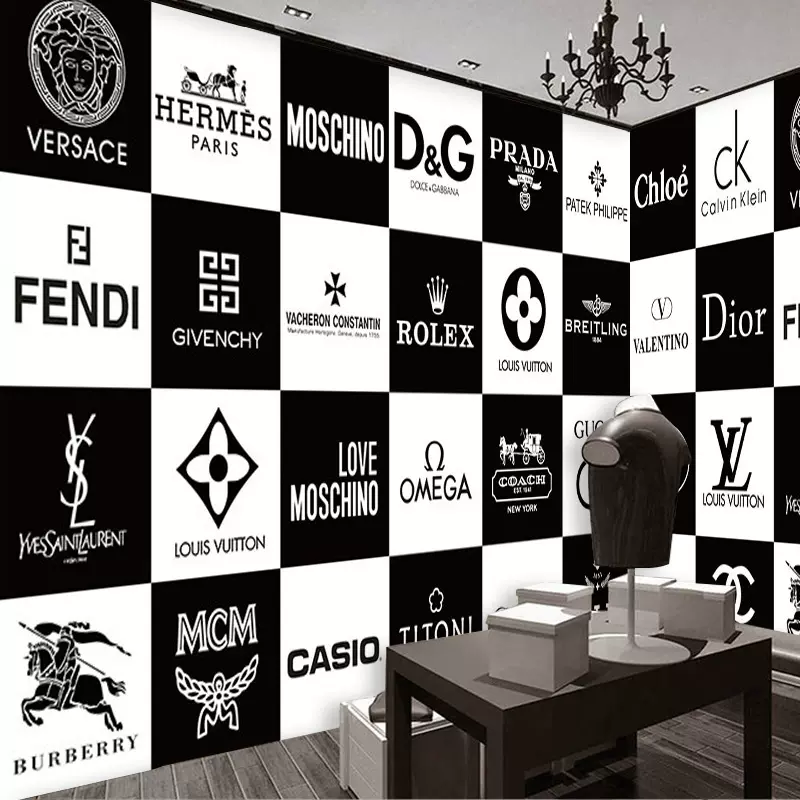潮流服装店墙纸日本香港潮牌男装女装logo背景墙奢侈品店铺