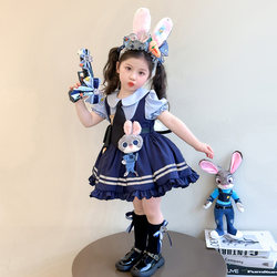 Girls' Summer Dress Judy Rabbit Police Officer Costume Children's Summer Lolita Baby Thin Princess Dress