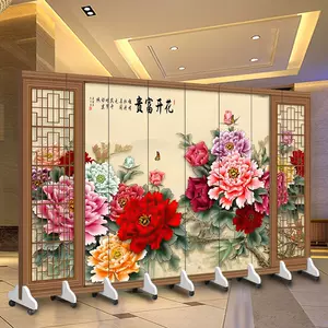 「quaitylife」屏風　牡丹　金色 金色立体牡丹花背景_图品汇
