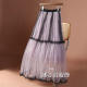 Wood ear design spliced ​​polka dot mesh skirt for women 2025 summer new high waist drooping polka skirt long skirt