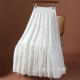 White embroidered lace splicing skirt for women 2025 summer new French A-line cake skirt long skirt umbrella skirt