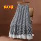 Casual lace edge splicing plaid skirt for women in spring 2025 new high-waisted slim A-line long skirt umbrella skirt