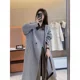 Double-sided wool coat 2023 autumn and winter new Korean loose and fashionable color-blocking coat long woolen coat
