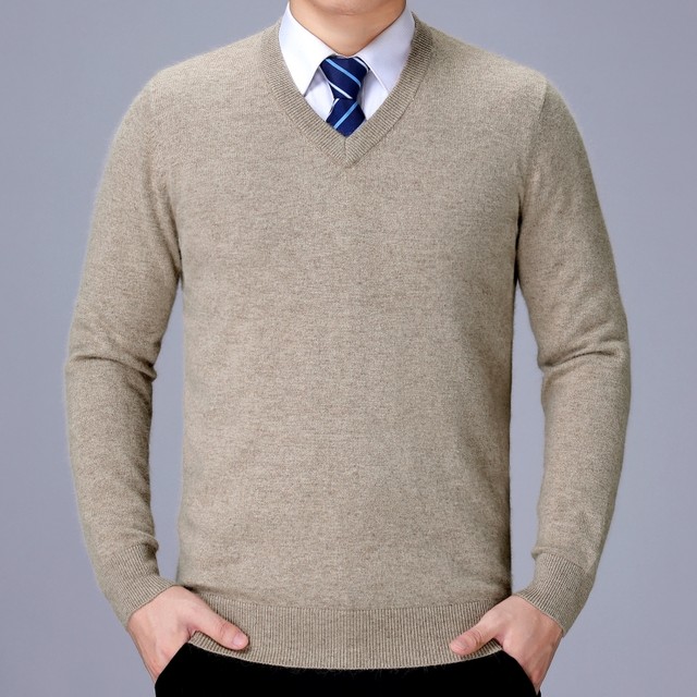 100% Cashmere Sweater Men's Thick V-neck Sweater Made in Ordos Middle ...