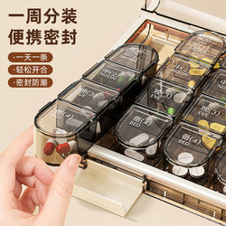 Portable Pill Box for Seven Days a Week, Small Medicine Dispensing Box for Three Meals a Day, Medicine Cutting Device for the Elderly