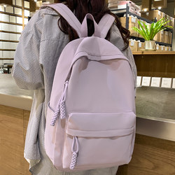 Midpoint Unprinted School Bag for Female College Students, Middle and High School Students, Large Capacity Travel Backpack, Solid Color Simple Computer Backpack