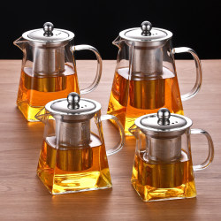 Thickened Elegant Cup Teapot with Tea-Water Separation and Filter, Floral Teapot, Tea Brewing Device, Heat-Resistant Glass Tea Cup, Tea Set for Home Use