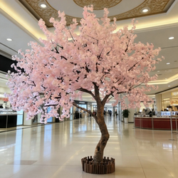 Artificial Cherry Blossom Tree, Artificial Peach Blossom Tree, Artificial Flower Tree, Large Internet-Famous Wishing Tree, Indoor and Outdoor Landscaping Decoration Artificial Tree