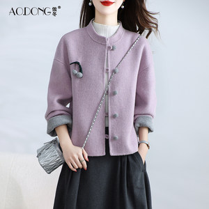 
New high-end double-sided fleece coat for women short wool small versatile slim and sweet age-reducing jacket autumn and winter
