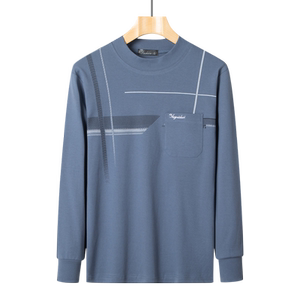 
Fall dress for father-in-law wear for middle-aged and elderly men long-sleeved T-shirts for pure cotton sweatshirts round neck old man grandpa base shirt top