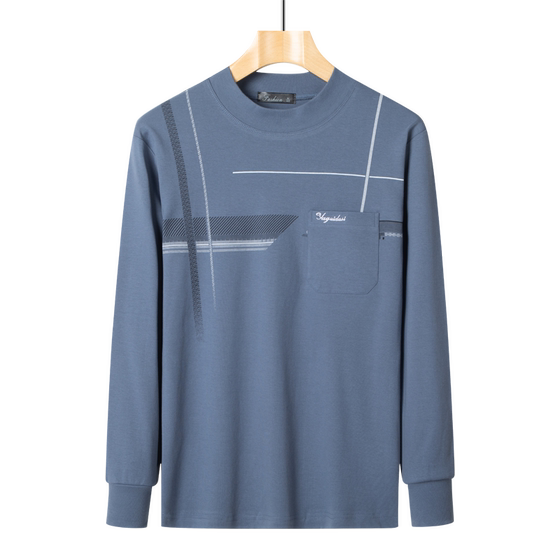 
Fall dress for father-in-law wear for middle-aged and elderly men long-sleeved T-shirts for pure cotton sweatshirts round neck old man grandpa base shirt top