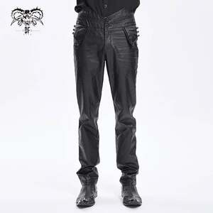 
Devil Fashion Gothic Dark Men's Big Pocket Straight Leather Trousers PT266