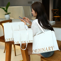 High-End White Cardboard Handbag Clothing Store Women's Clothing Gift Packaging Bag Fashion Gift Shopping Bag Outing Bag