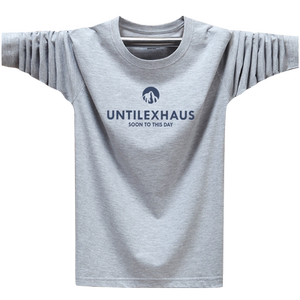 
Spring and autumn fat man's T-shirt men's long-sleeved bottoming cotton tops plus fat oversized undershirts loose men's fat men's clothes