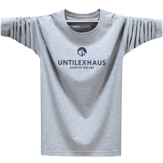 
Spring and autumn fat man's T-shirt men's long-sleeved bottoming cotton tops plus fat oversized undershirts loose men's fat men's clothes