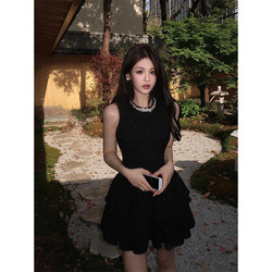 Stunning Hot Girl Waist-Cinching Dress, Women's French-Style Elegant High-End Little Black Dress, Birthday Dress, Short Skirt