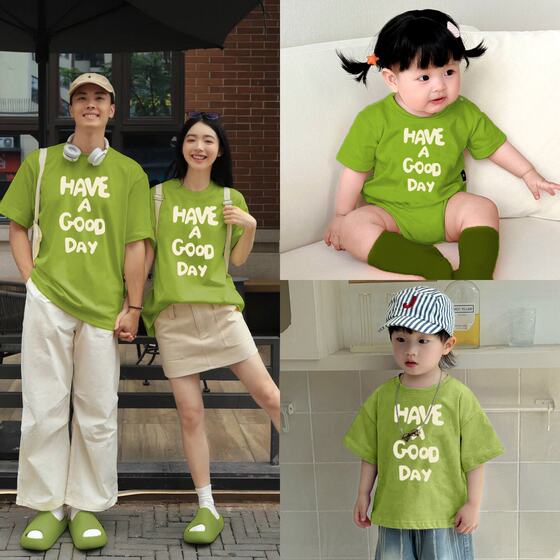 
Summer dopamine family of three and four parent-child wear pure cotton T-shirt high-end street baby mother-child mother-daughter style T-shirt