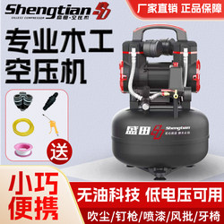Shengtian Air Compressor Silent Oil-Free 25L Woodworking Special Air Pump 220V Compact Portable Pneumatic Jack 1450W