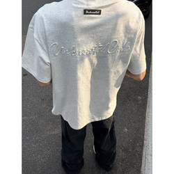 American High Street Letter Print Short-Sleeve T-Shirt for Men, Summer Loose Fit, Couple Wear, High-End Trendy Brand, Pure Cotton Top