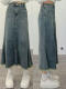 Retro mid-length denim skirt for women in spring and summer 2024 new large-size fish tail half-body long skirt A-line slim hip-pack skirt