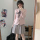Moqiu JK uniform original design Yakawa Women's cherry blossom pink waist small suit Japanese short jacket top
