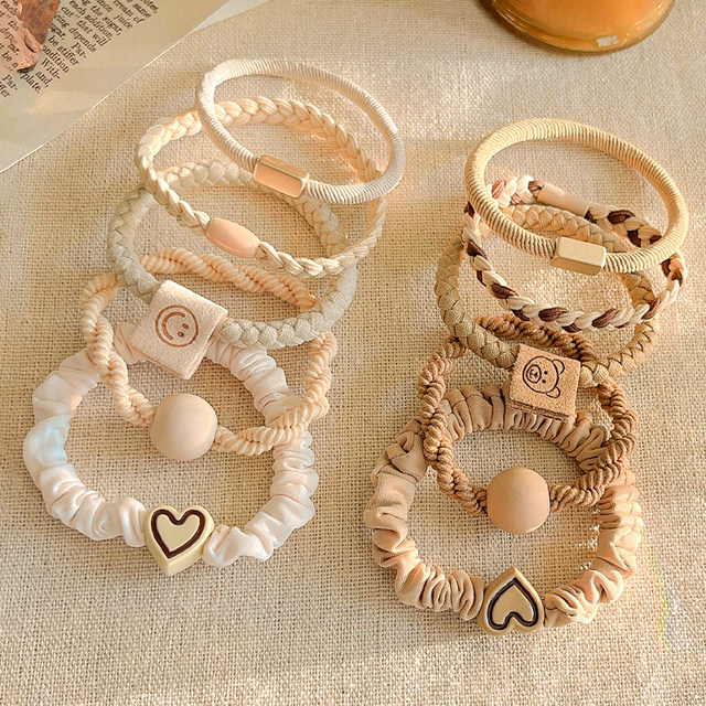 Temperament and love hair rope women 2025 new high elastic durable head rope rubber band tying hair hair ring headgear leather case