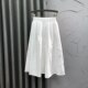 Korean style white elastic waist casual splicing skirt for women in summer fashion loose and fashionable A-line large sway midi skirt