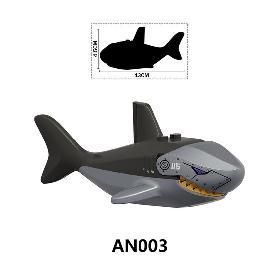
Suitable for LEGO Super Agent Mechanical Big Shark Animal Mount Scene Assembled Building Blocks Doll Toy AN003