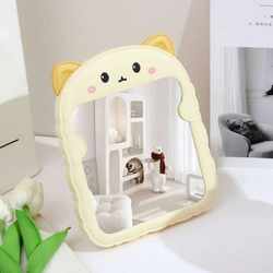 Cartoon Cat Princess Mirror for Girls Student Dormitory Dressing New Style Desktop Makeup Mirror Flat with Stand Mirror