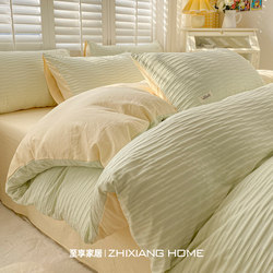 2026 New Bedding Set Pure Cotton Four-Piece Set Bed Sheet Duvet Cover Fitted Sheet Student Dormitory Single Three-Piece Set