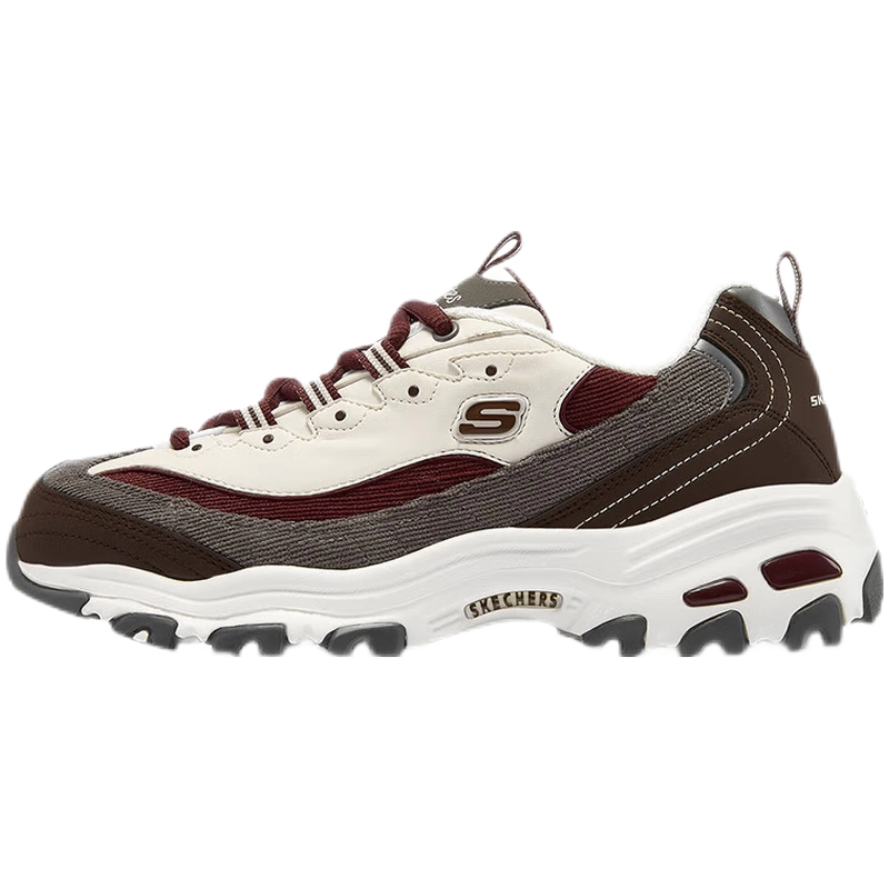 斯凯奇奶茶熊女鞋熊猫鞋官方旗舰厚底灯芯绒老爹