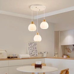 French Cream Style Designer Bar Counter Lighting, Simple Modern Creative Dining Table Art Restaurant Lamp, Flower Chandelier