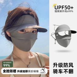 Sun Protection Mask for Women, Summer 2026 New Model, Sunshade, Uv Protection, Full Face Hat, Mask Integrated, Ice Silk Facekini