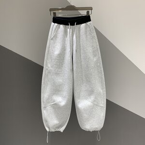 
2026 spring new style contrasting color drawstring elastic waist casual sports loose slimming floor-length harem trousers for women