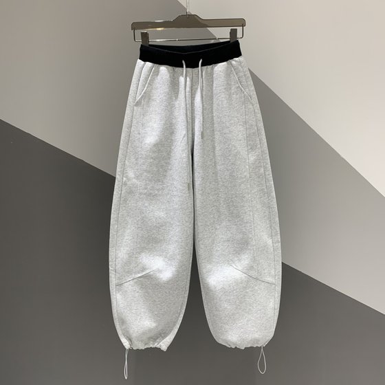 
2026 spring new style contrasting color drawstring elastic waist casual sports loose slimming floor-length harem trousers for women