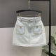 2025 summer new pocket chain design sense denim skirt for women versatile slim A-line skirt

