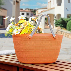 Hand-Held Basket, Picnic Basket, Large Eco-Friendly Shopping Basket, Trendy Storage Basket, Outdoor Grocery Basket, Household Outing Basket