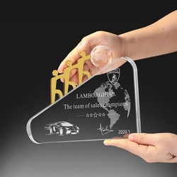 Customized High-End Metal Crystal Trophy for Outstanding Employees, Personalized Engraving on Glass, Gold, Silver, and Bronze