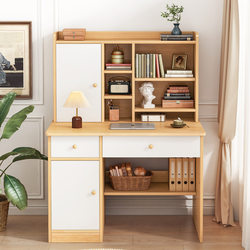 Bibei Bookshelf Desk Integrated Table for Bedroom, Simple Modern Student Writing Desk, Bedroom Trendy Dressing Table