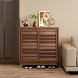 Zuo Shi Sliding Door Shoe Cabinet, Solid Wood Shoe Cabinet for Home Entrance, Small Apartment Indoor Large Capacity 2024 New Model