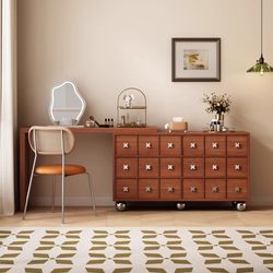 Yangman's New Dressing Table for the Bedroom, Modern and Simple, with a Mid-Century Style, Integrated Dresser and Cabinet, Suitable for Small Spaces, Corner Dressing Cabinet