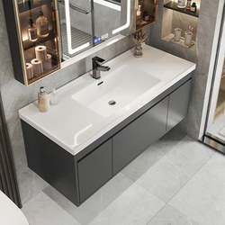 Totgg Modern Minimalist Solid Wood Bathroom Cabinet Set Smart Bathroom Ceramic Integrated Washbasin Cabinet Vanity