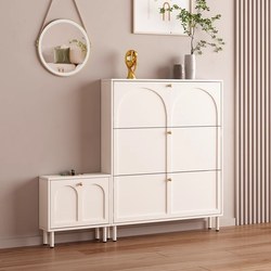 Yangman Cream Style Ultra-Thin Flip Shoe Cabinet for Home Entrance, Simple Modern Entryway Cabinet Behind the Door for Small Apartments