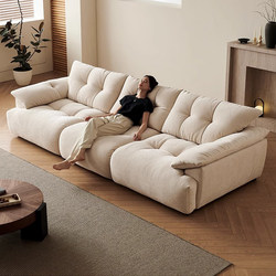 Talman Cloud Chenille Fabric down Sofa Living Room Adjustable Backrest Straight Row Sofa Large Apartment Combination