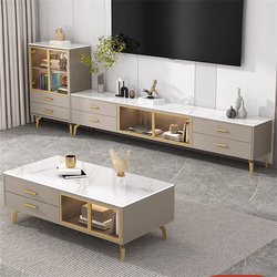 Aojing Solid Wood Tv Cabinet Modern Slate Coffee Table Set Living Room Home Storage Side Cabinet Floor-Standing Tv Cabinet