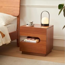 Haoxia Wood Is a Home-Use Antique Solid Wood Bedside Cabinet for the Bedroom, a Creative Floating Storage Cabinet with Lights