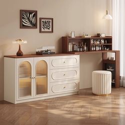 Yangman Solid Wood Dressing Table and Drawer Cabinet Integrated Makeup Table Bedroom Modern Minimalist Bedside Dressing Table Retractable Corner Cabinet