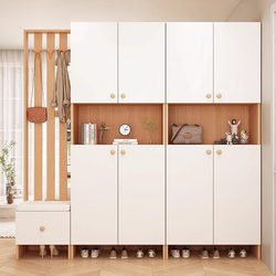 Aojing Solid Wood Shoe Cabinet, Entryway Cabinet, Tall Cabinet Against the Wall, Integrated Partition, Foyer Cabinet, Large Capacity Storage Shoe Cabinet at the Entrance