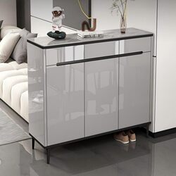 Luxurious Shoe Cabinet for Home Use, Integrated Wall-Mounted Entryway Storage Cabinet, Light Luxury Rock Slab Lacquered Entryway Storage