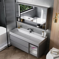 Totgg Gray Nano Rock Integrated Basin Bathroom Cabinet Combination Bathroom Vanity Washbasin Hand Washing Basin
